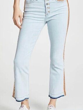 Veronica Beard Jean Carolyn Baby Bootcut Jeans with Fraying, Bleach, 24